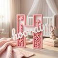 Floral Decorative Personalized Initial with Name | Custom Name Table Top Sign | Desk/Wall decor