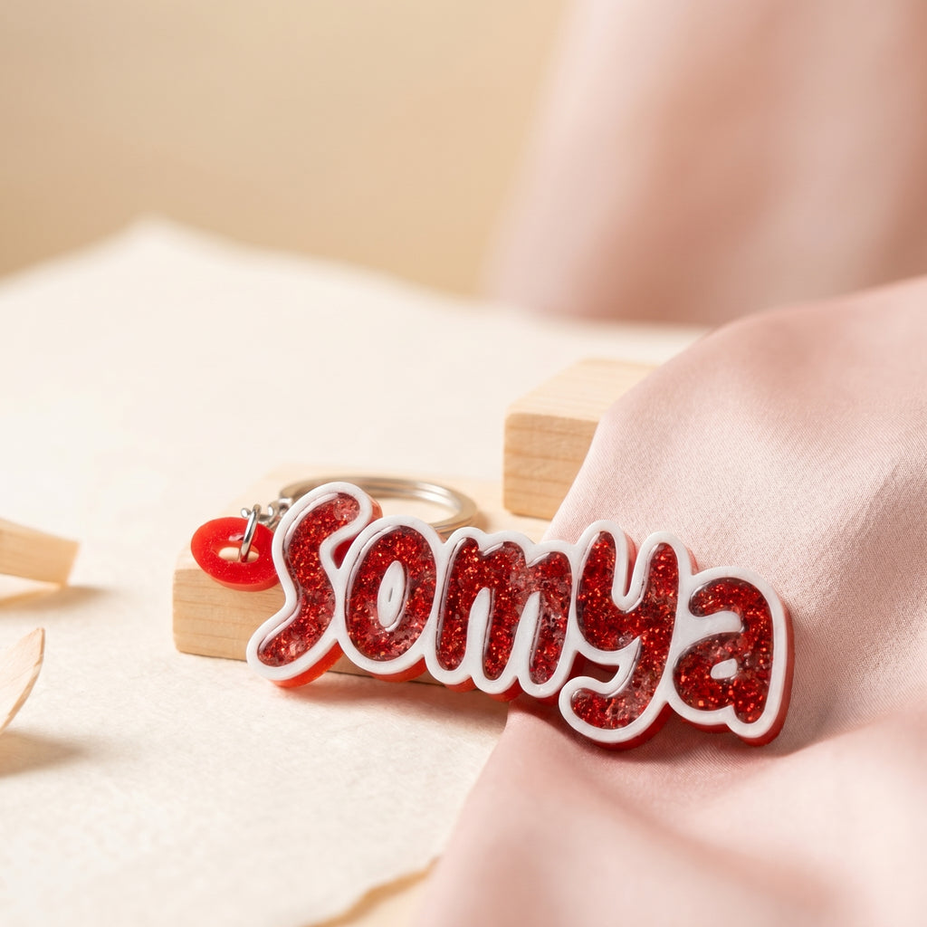 Personalized Resin Name Keychain | Glittery | Quirky